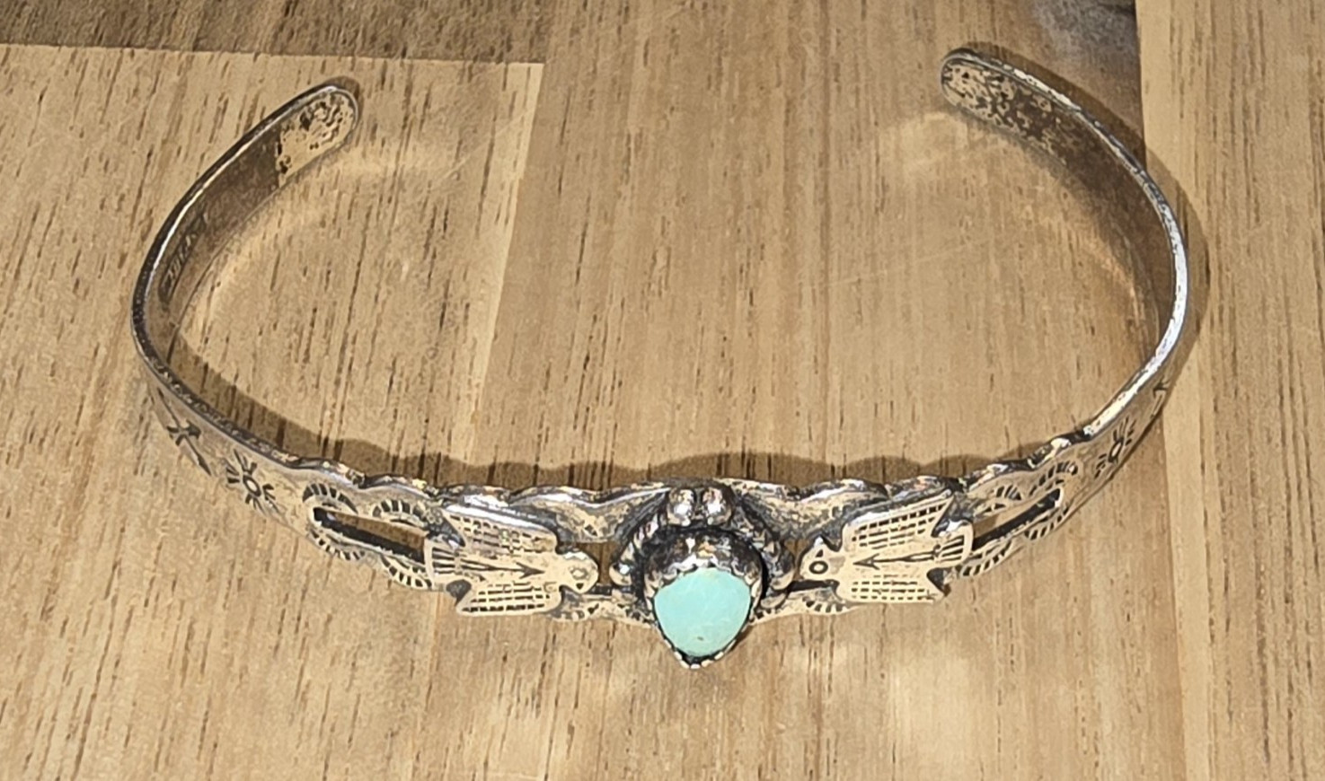 Antique Fred Harvey Era Navajo Sterling Silver And Turquoise cuff.