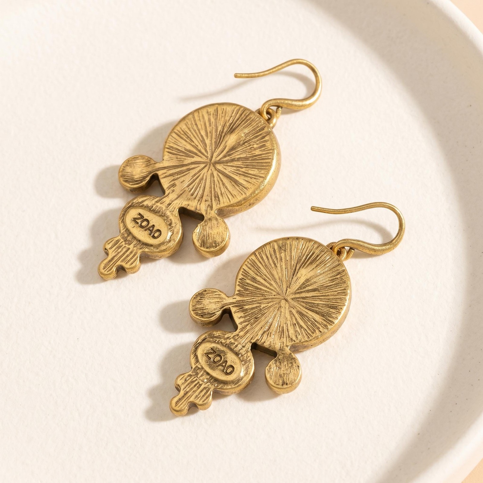 Roman Coin Drop Earrings Gold Antique Green Agate Vintage Portrait Dangle Hook