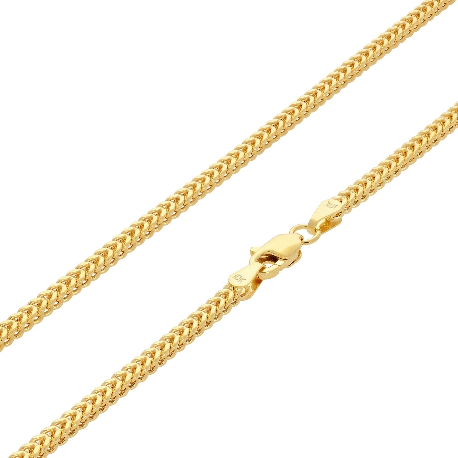 10k Yellow Gold 2.5mm Franco Box Bracelet Chain Mens Womens 7″ 7.5″ 8″ 8.5″ 9″