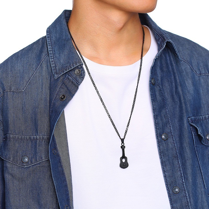 Guitar Cremation Pendants Ashes Holder Box Memorial Urn Necklace Stainless Steel
