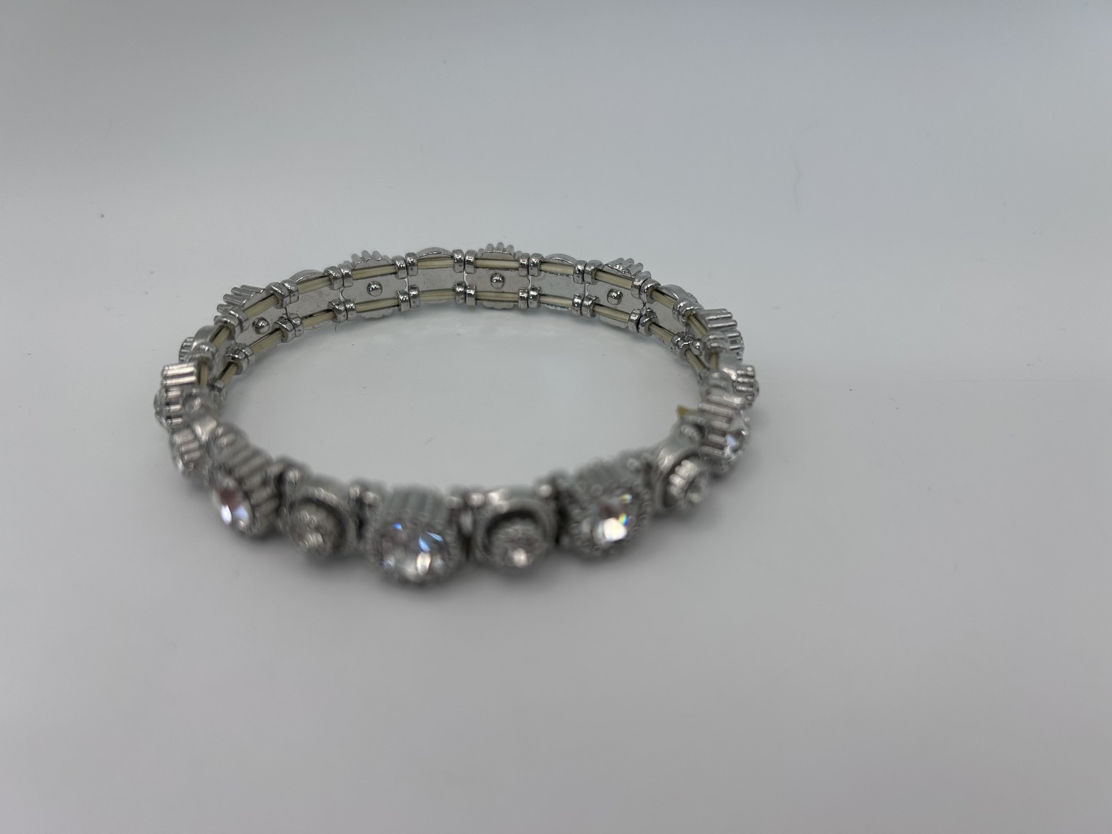 Bracelet Silver Tone Tennis Rhinestone Snap 8 In Fashion Jewelry