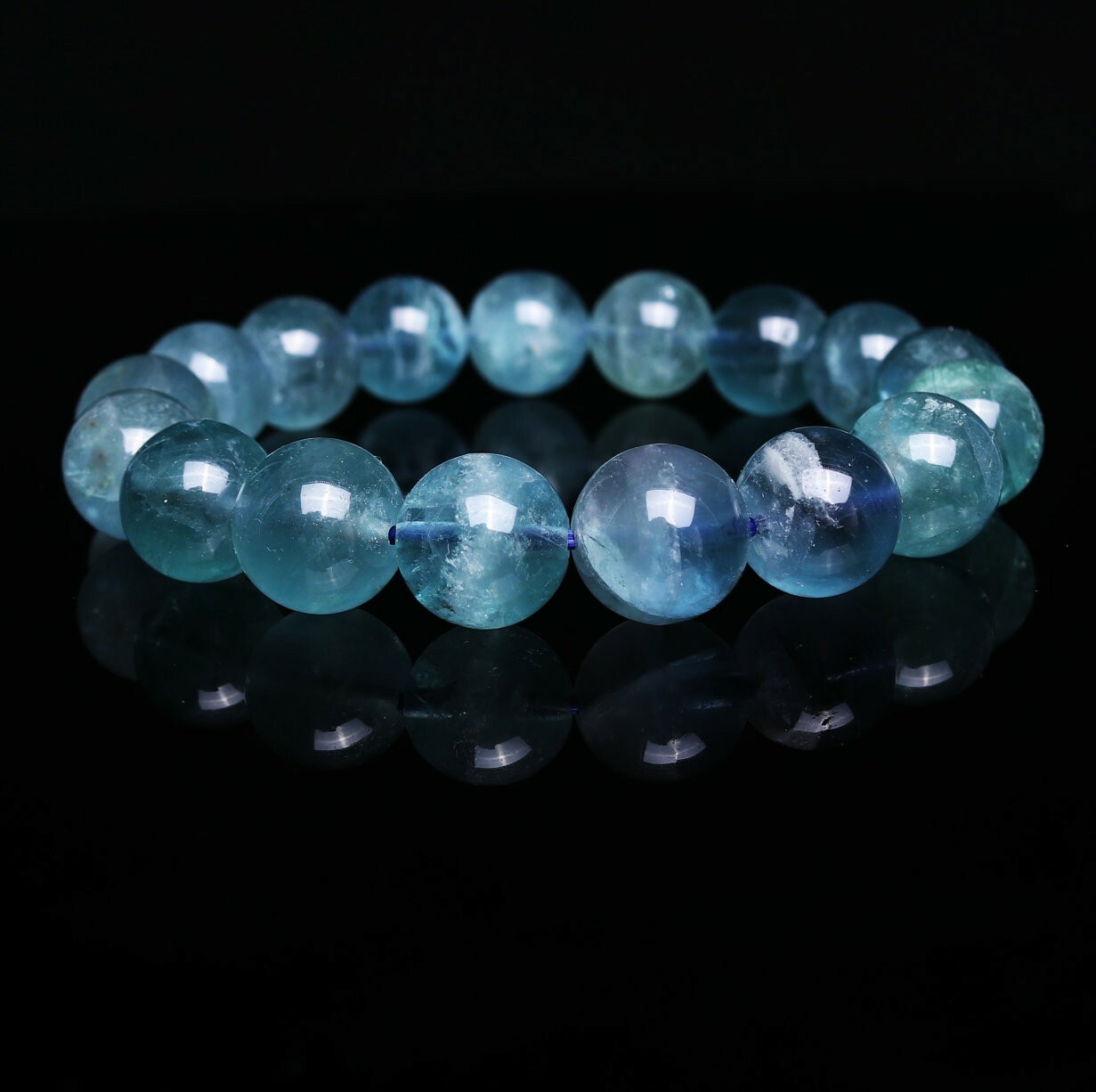 12mm Natural Blue Fluorite Crystal Quartz Beads Bracelet AAAA C0968