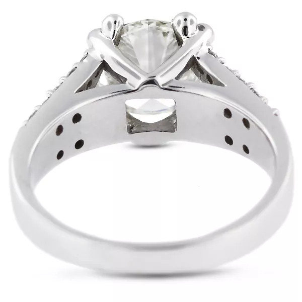 Side Stone Engagement Ring Solid 14K Gold 2.53 CT Round Lab-Grown Diamond J SI2