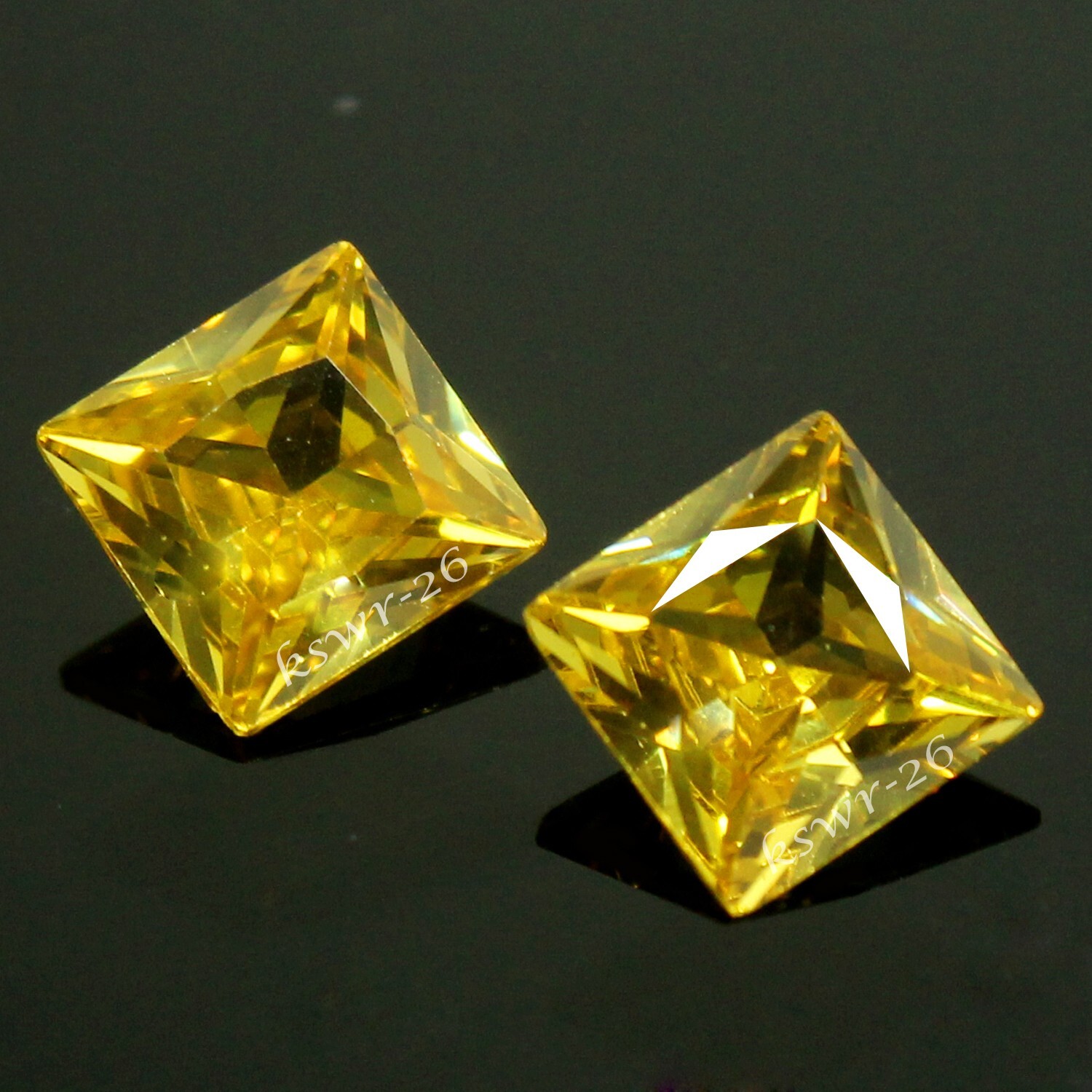 Natural Certified Ceylon Yellow Sapphire 7×7 MM Princess Pair Unheated Gemstone