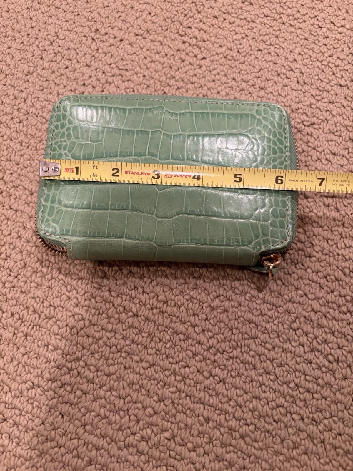 Kate Spade Green Crocodile Jewelry Travel Case