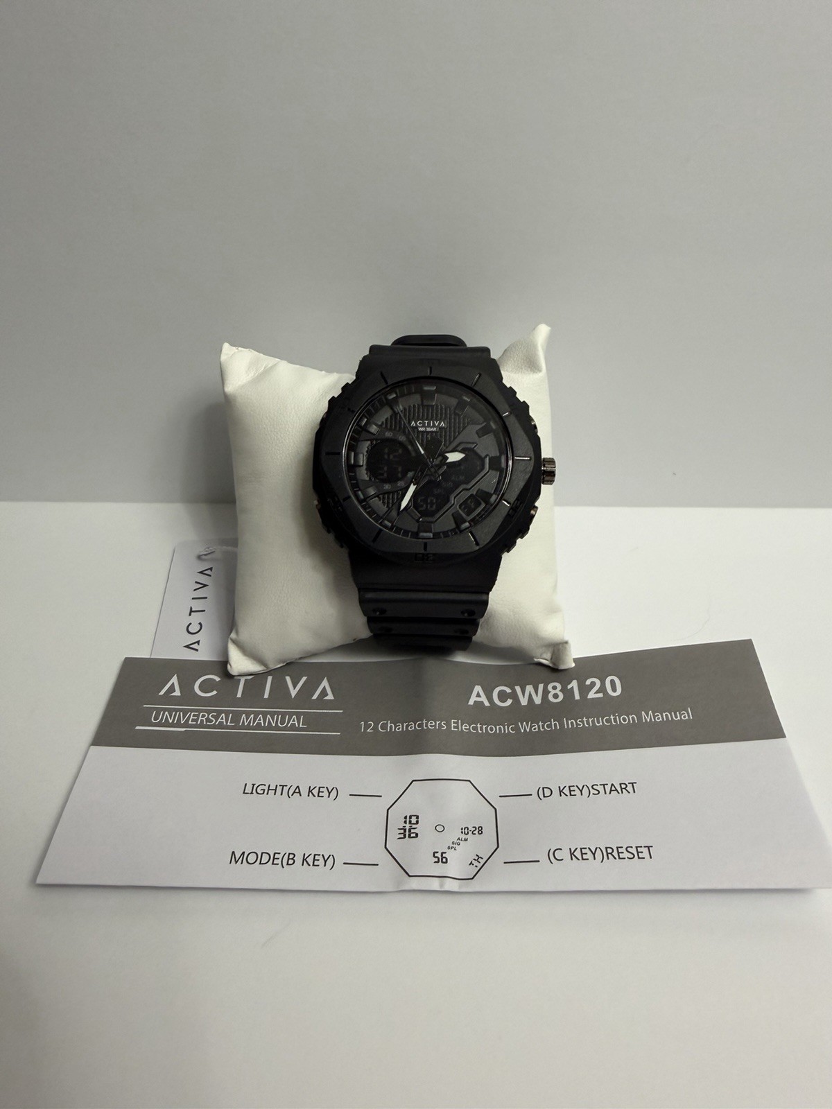 Activa ACW8120 Men’s Analog-Digital Quartz Watch Black Sport w/ Box Manual