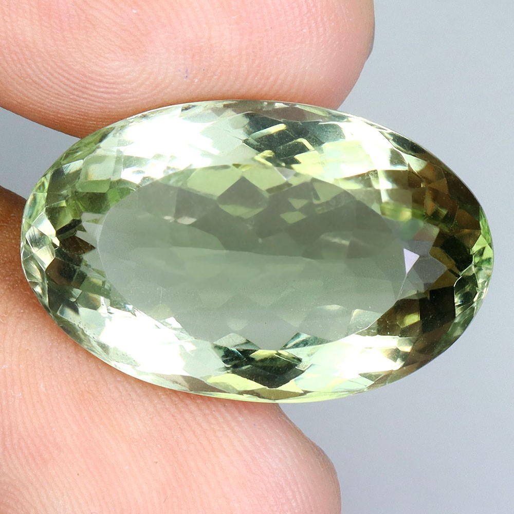 Oval Cut Natural Top Rich Green Amethyst Brazil VVS 27.02ct 25x16mm Gemstone