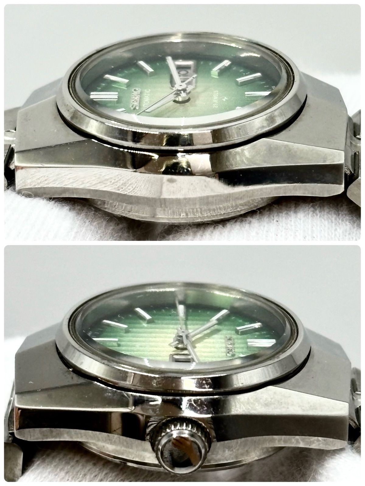 Working Dead SEIKO Joyful Wristwatch Automatic AT Day Date Green Gradient Dial C