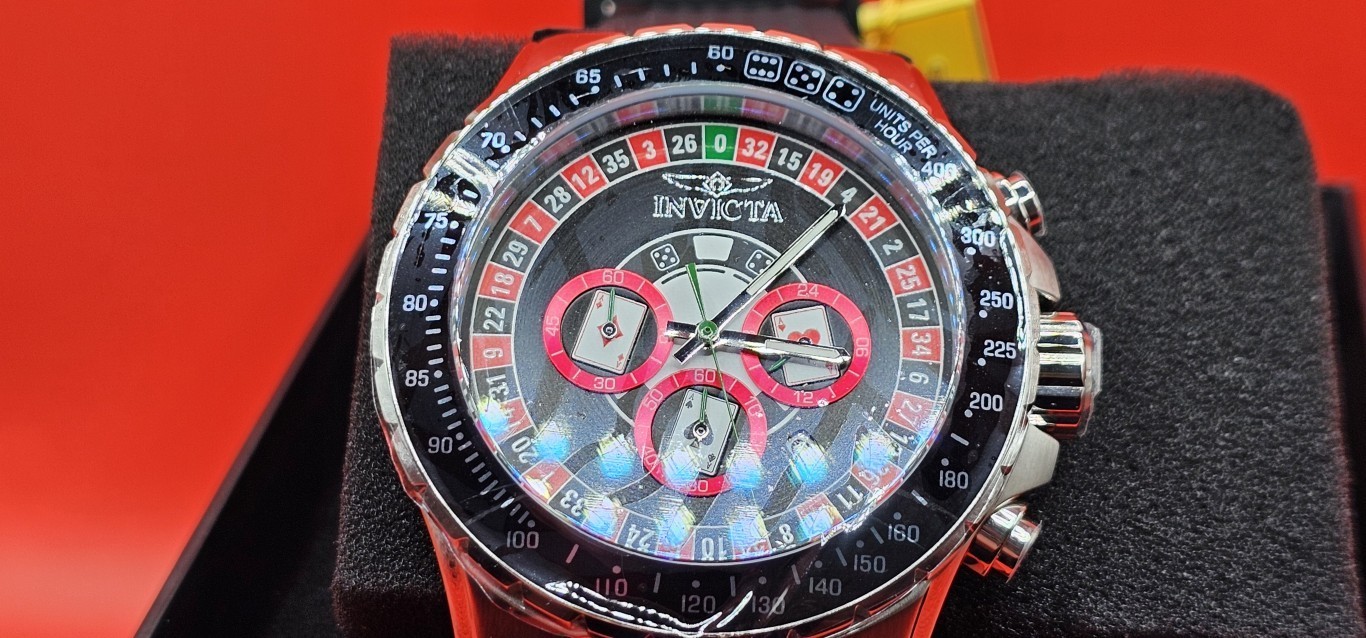 49850 – Invicta Aviator Monte Carlo Men’s Watch 50mm, Black w/Red Roulette dial