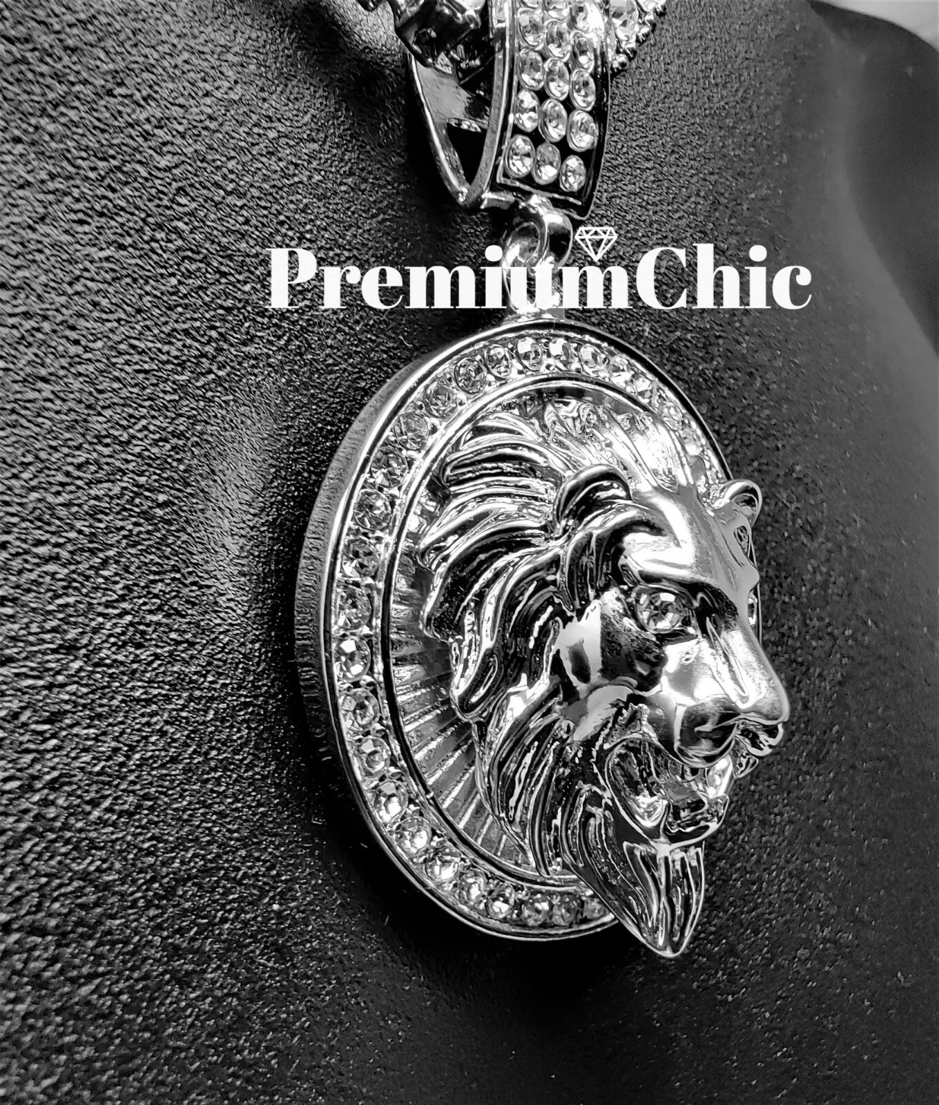 Crowned Lion Pendant w Rope or Tennis Chain Choker Hip Hop Plated CZ Necklace