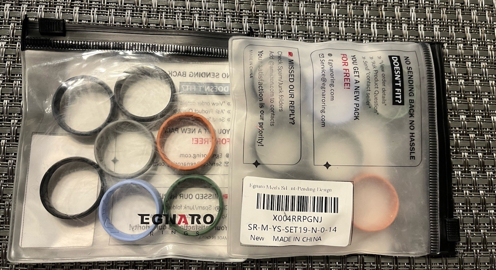 Matching Set – 2 Packs of 7 Egnaro Silicone Wedding Rings Size 14 Mens New-Open