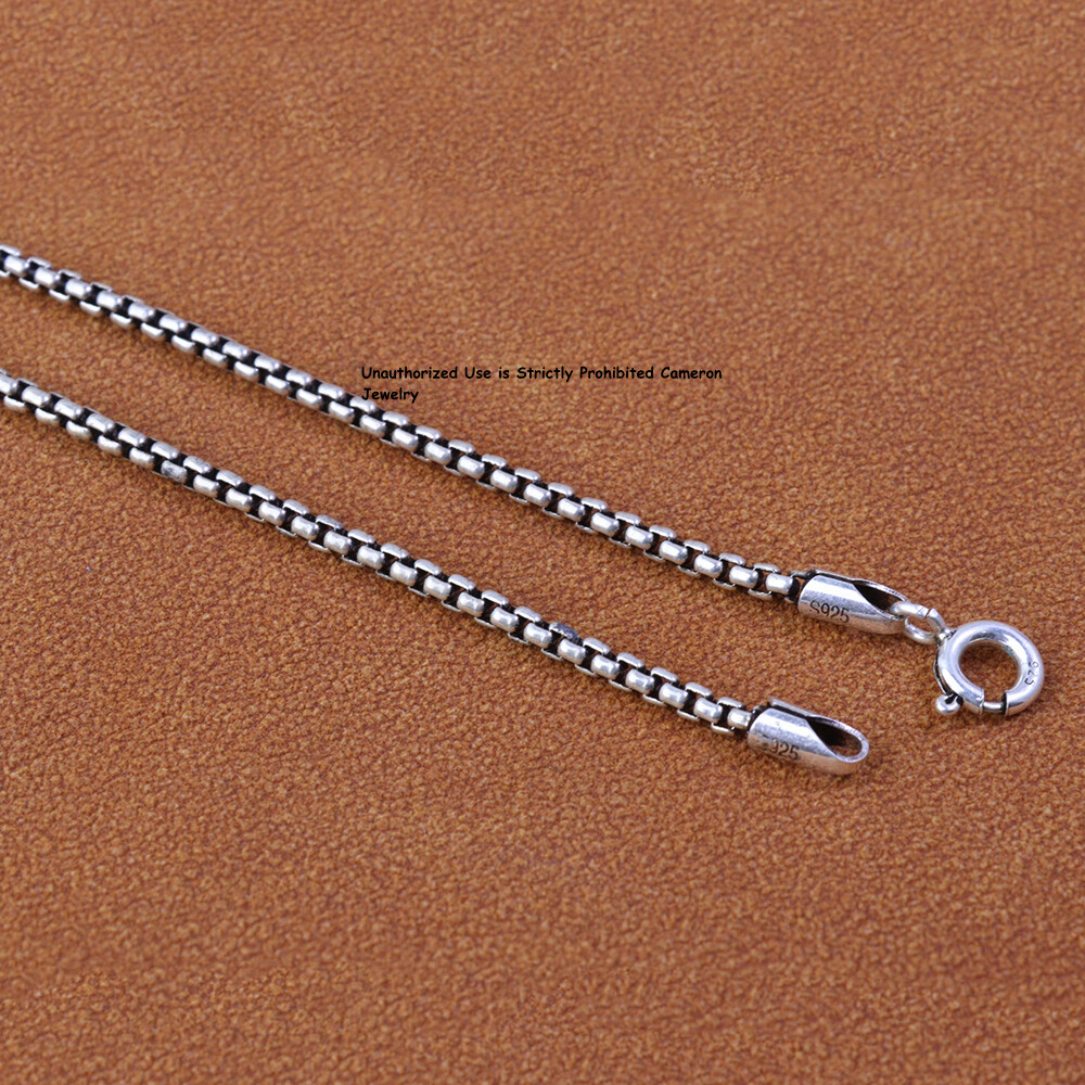 Pure S925 Sterling Silver Chain 2mm Solid Box Link Necklace 14-15g 31.8inch