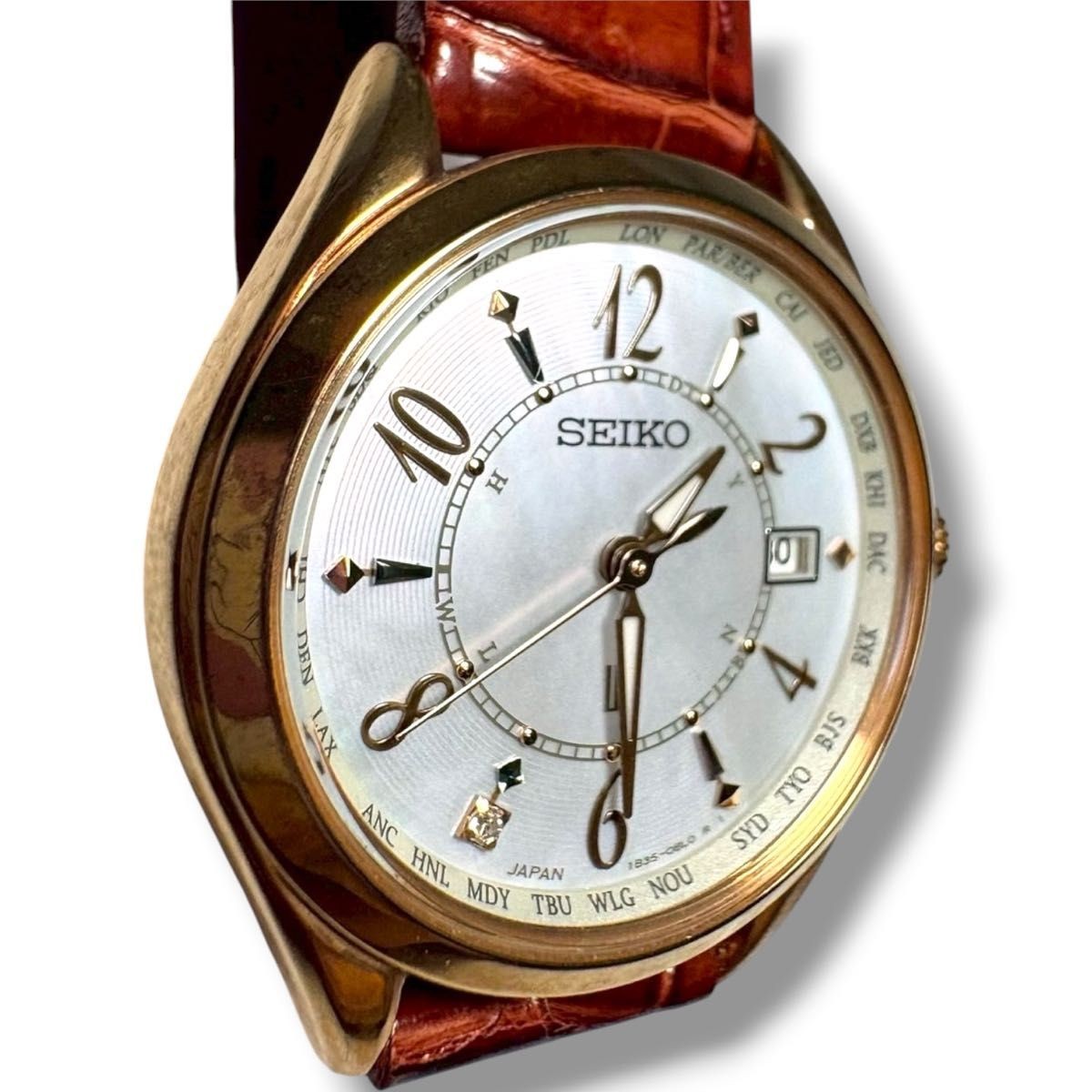 New SEIKO LUKIA SSQV078 Lady Collection Solar Radio 1P Diamond Shell Dial
