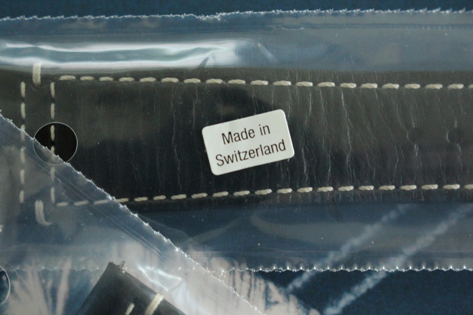 BREITLING 548X 24-20 BLACK AVIATOR TONGUE CALF BUCKLE WATCH BAND WATCHBAND STRAP