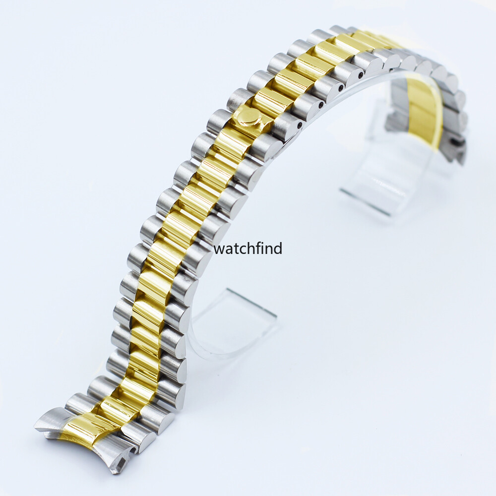 Solid Curved Screw Links Stainless Watch Band Bracelet Strap Clasp 13 17 20 21MM