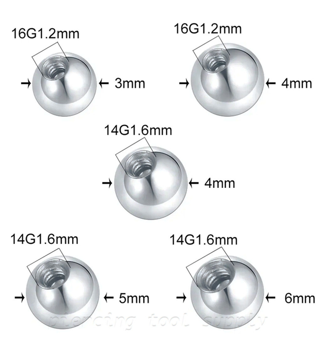 10pcs Pack Surgical Steel Replacement Ball for Barbell Horseshoe Labret Top Part