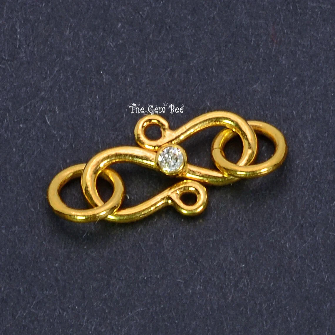 8.5mmx12mm 18k Solid Gold Classic S Hook Clasp Finding Brilliant Diamond Accent