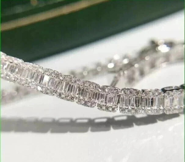 6.5Ct Baguette Lab-Created Diamond Women’s Tennis Bracelet 14K White Gold Plated
