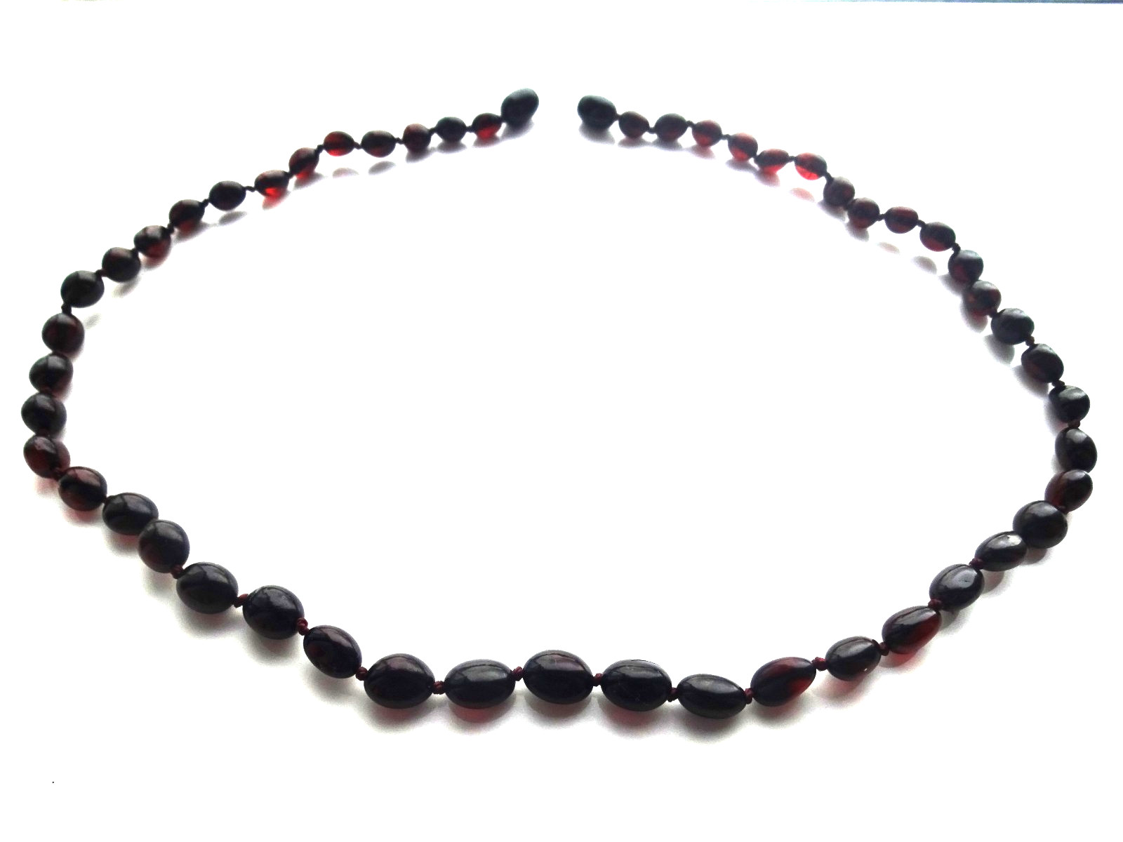 Genuine Baltic Amber Necklaces Polished Oval Dark Cherry Beads 45cm (17.7″)