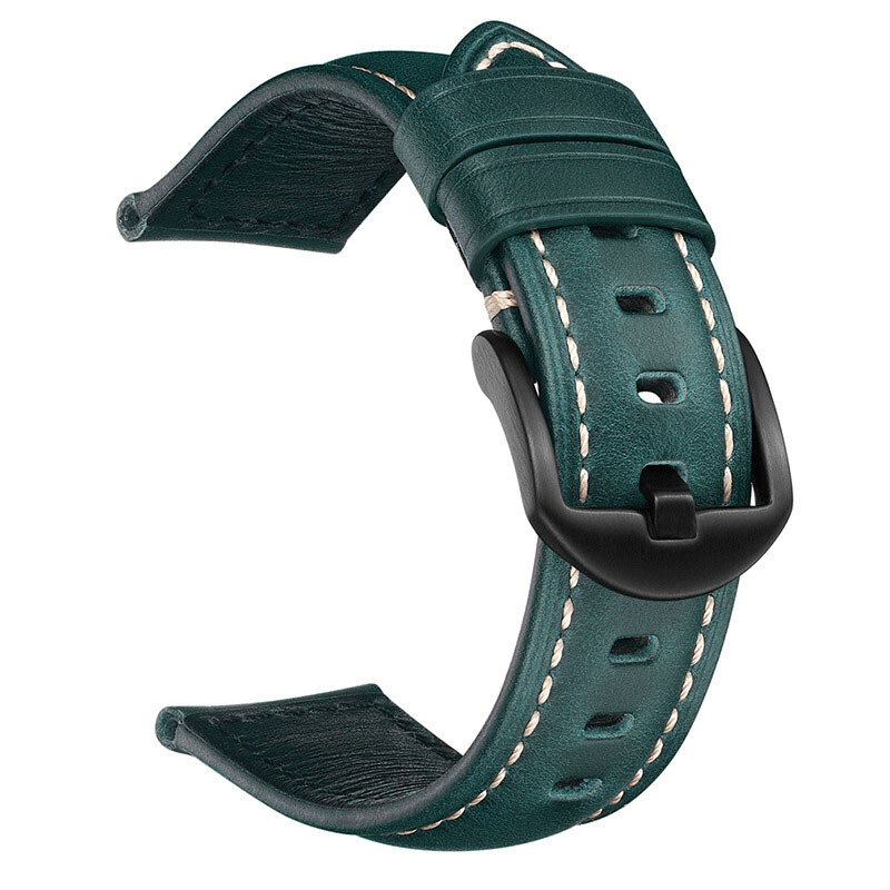 Classic Style Oil Wax Cow Genuine Leather Strap Watch Band 20mm 18 22mm 24 26mm