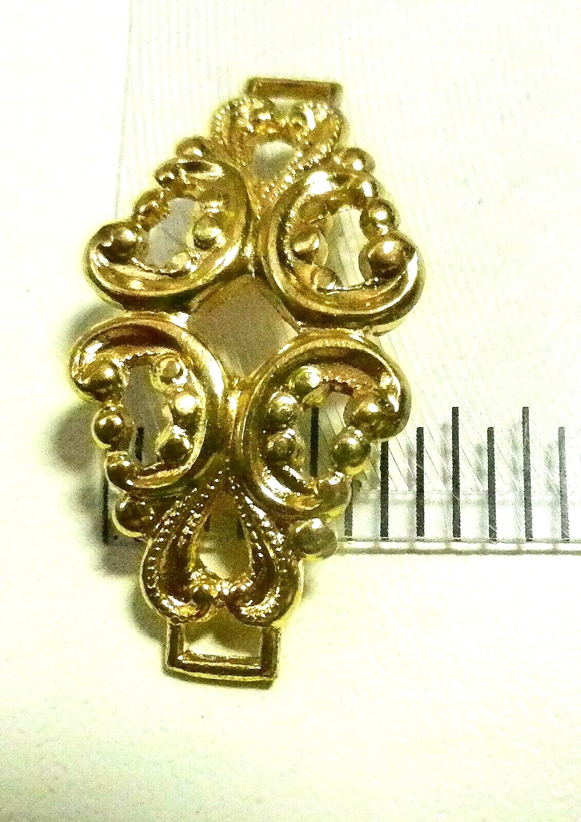Set of 10 Embossed Stamped Open Work Arched LINKS Findings-New Vtg Shiny Brass