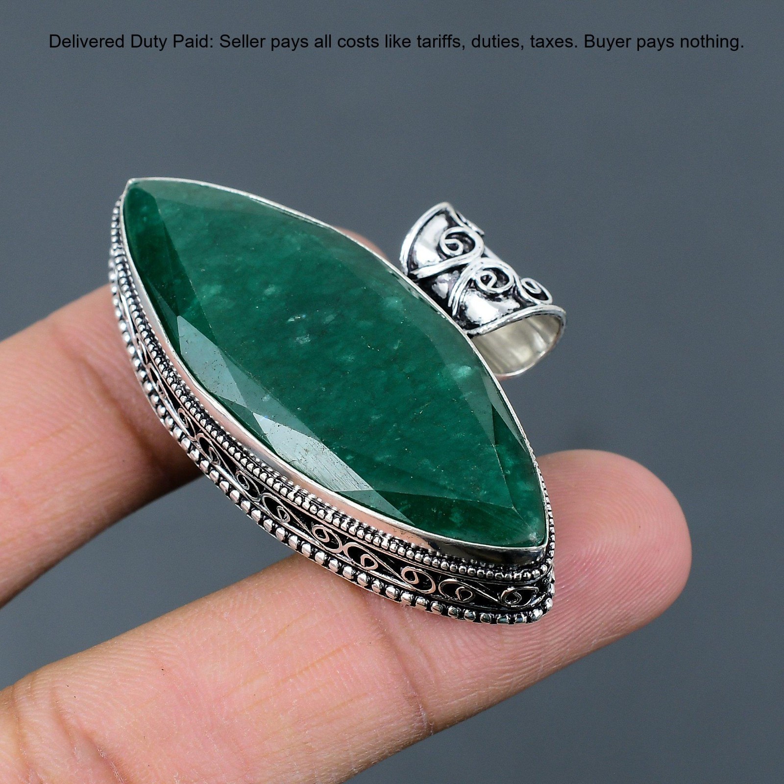 Natural Zambian Emrald Sterling Silver Bezel New Vintage Wedding Pendant Jewelry