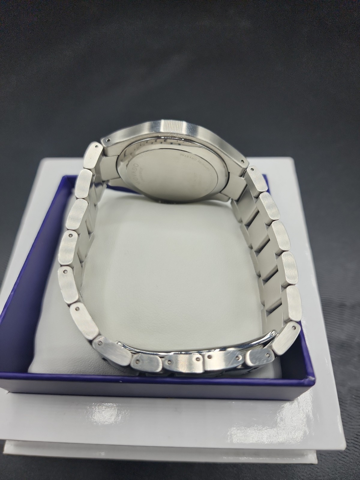 Movado Stainless Steel Defio Men’s Blue Museum Dial Dress Watch new battery
