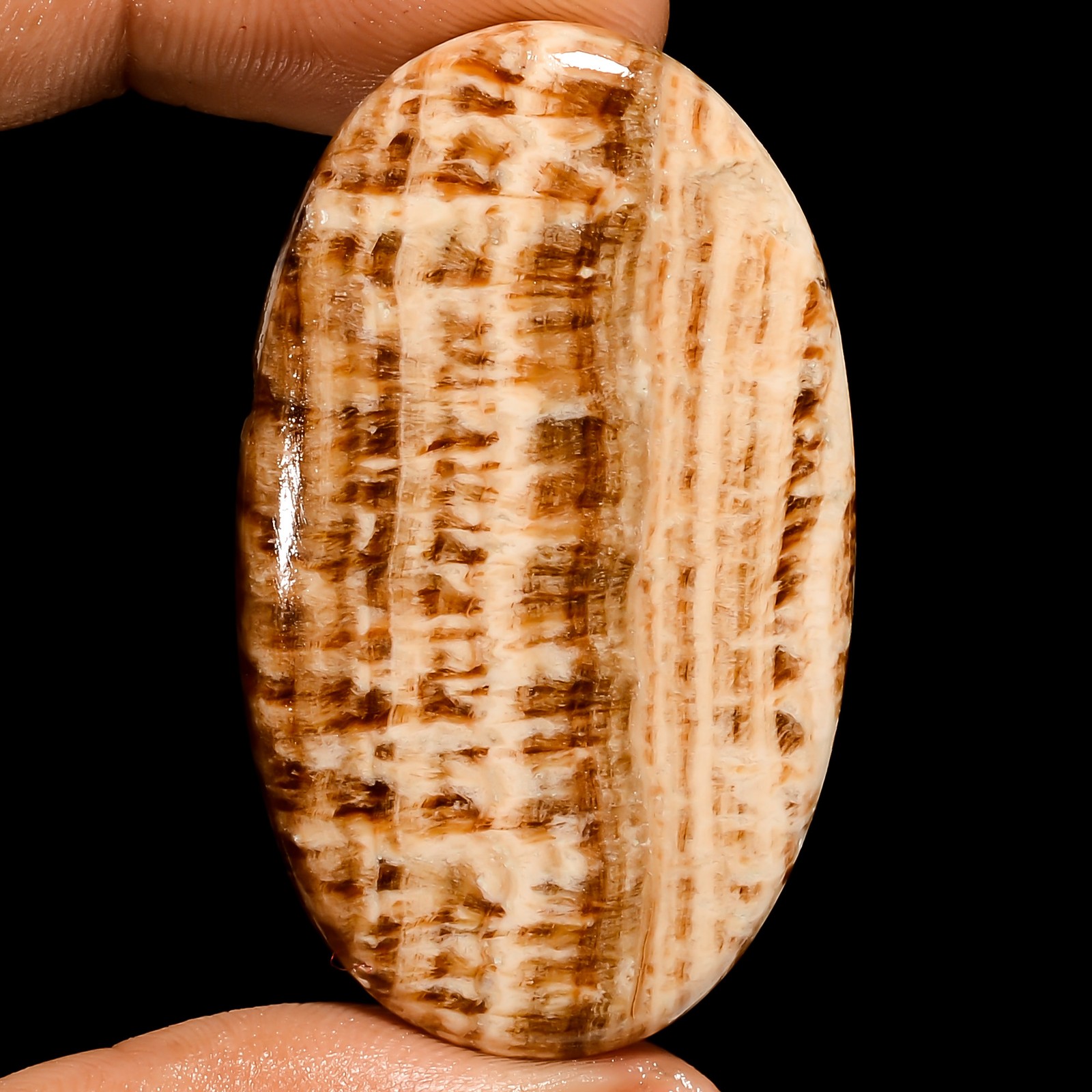 Natural Candy Aragonite Oval Shape Cabochon Gemstone 56.5 Ct 45X26X5 mm EE-52483