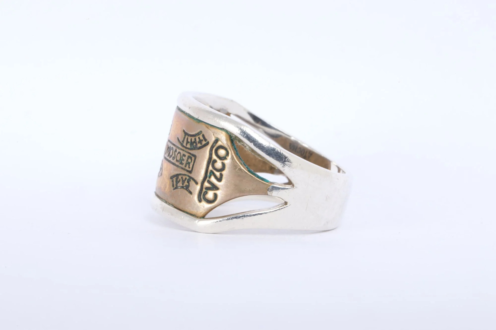 925 Silver Copper Ingot Wide Band Atocha Coin Ring Size 10.75 (10.0g.)