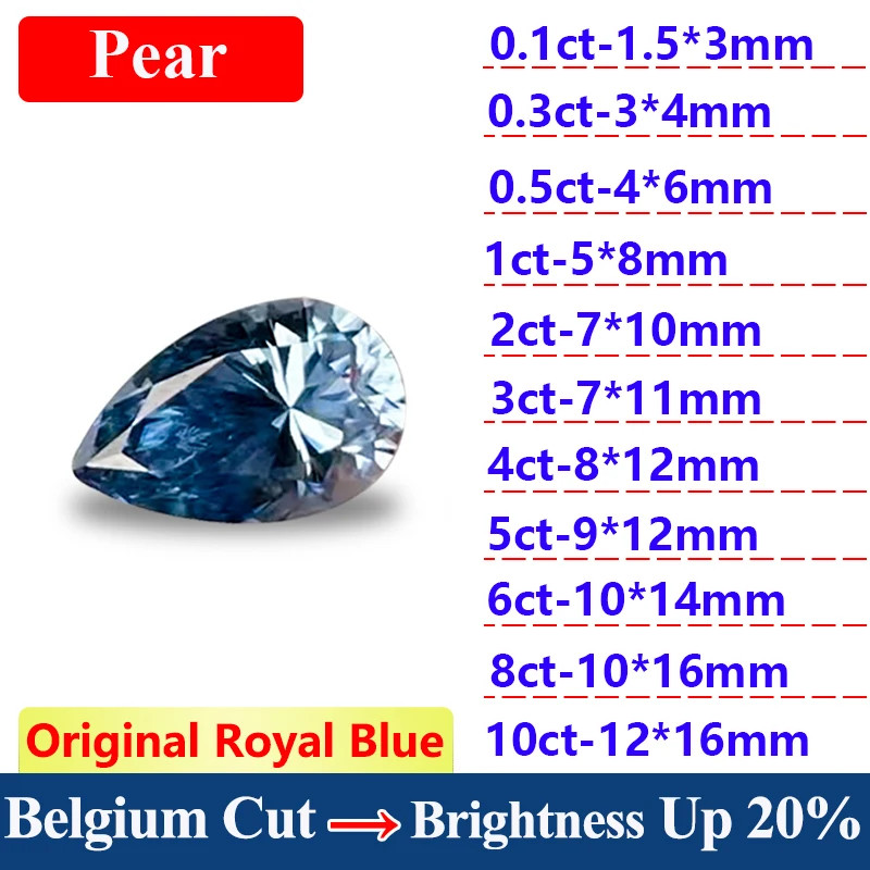 2-10CT Original Royal Blue Moissanite Stone Loose Moissanite Cushion Gemstones