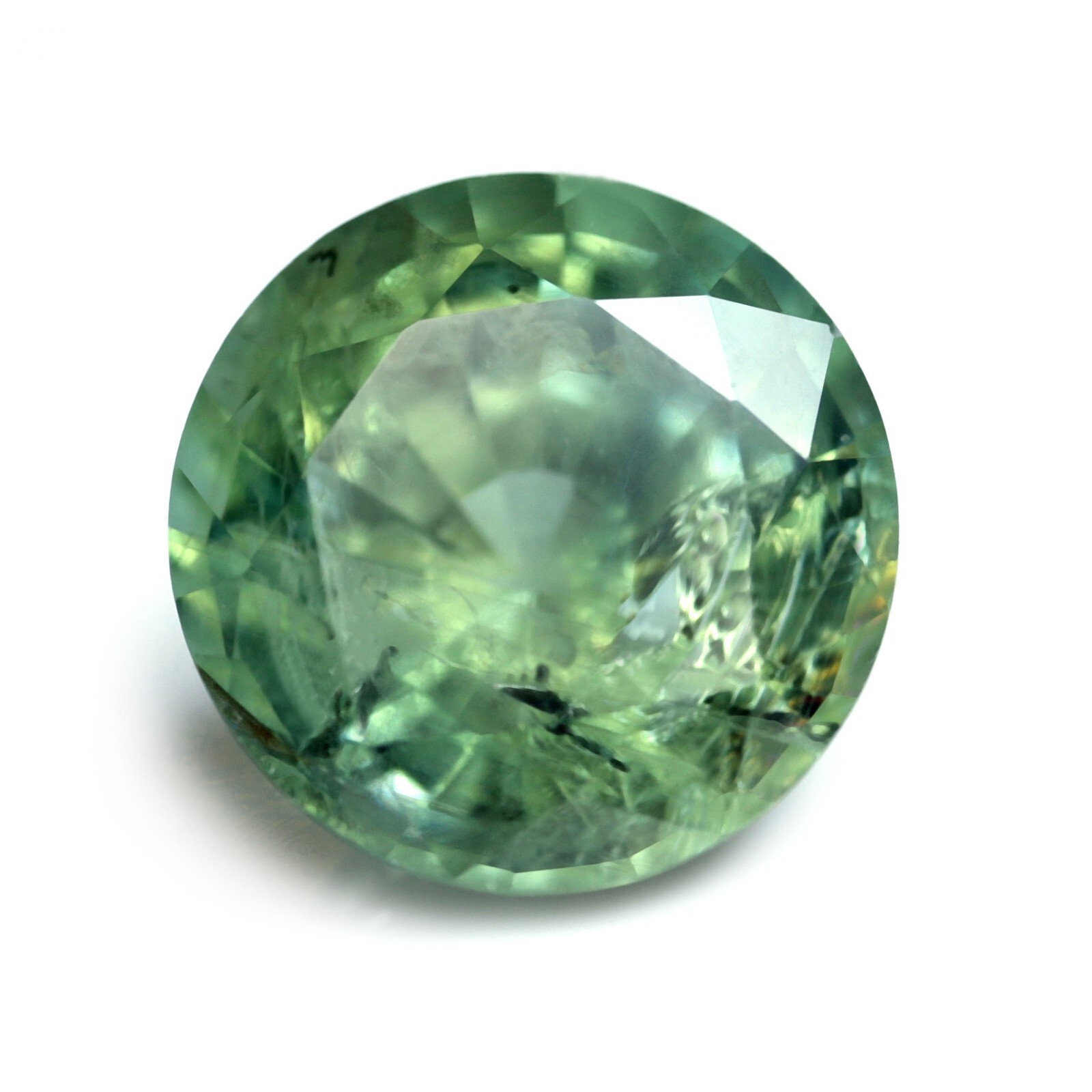 Certified 1.97ct Natural Green Sapphire SI Clarity Madagascar 7.23×7.21mm Round