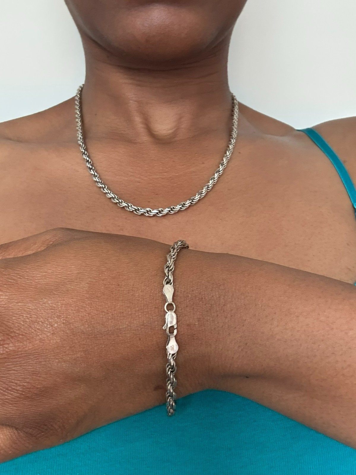 Vintage .925 Silver Rope Chain and Bracelet