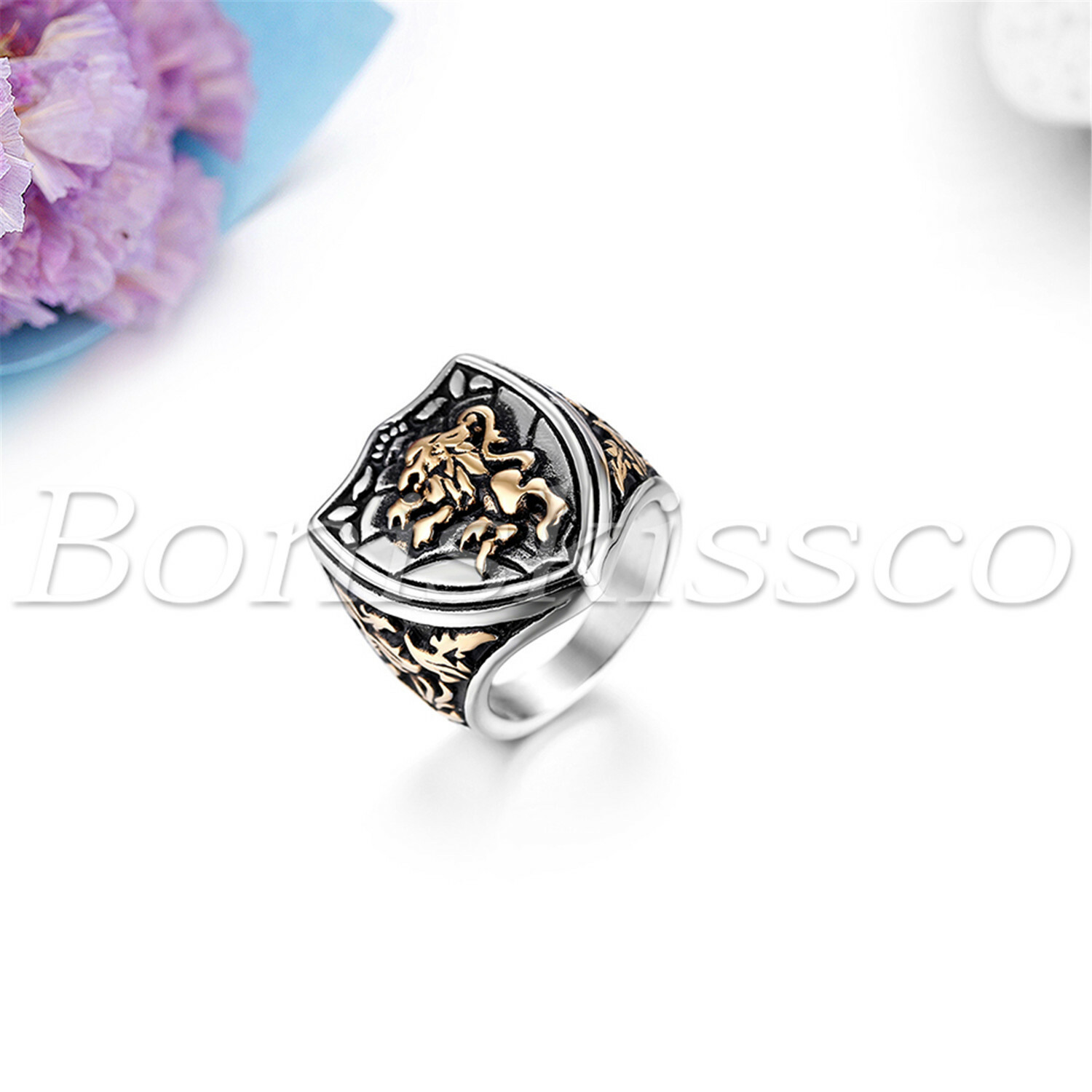 Men’s Retro Charm Stainless Steel Lion King Biker Rocker Gothic Ring Band #7-#13