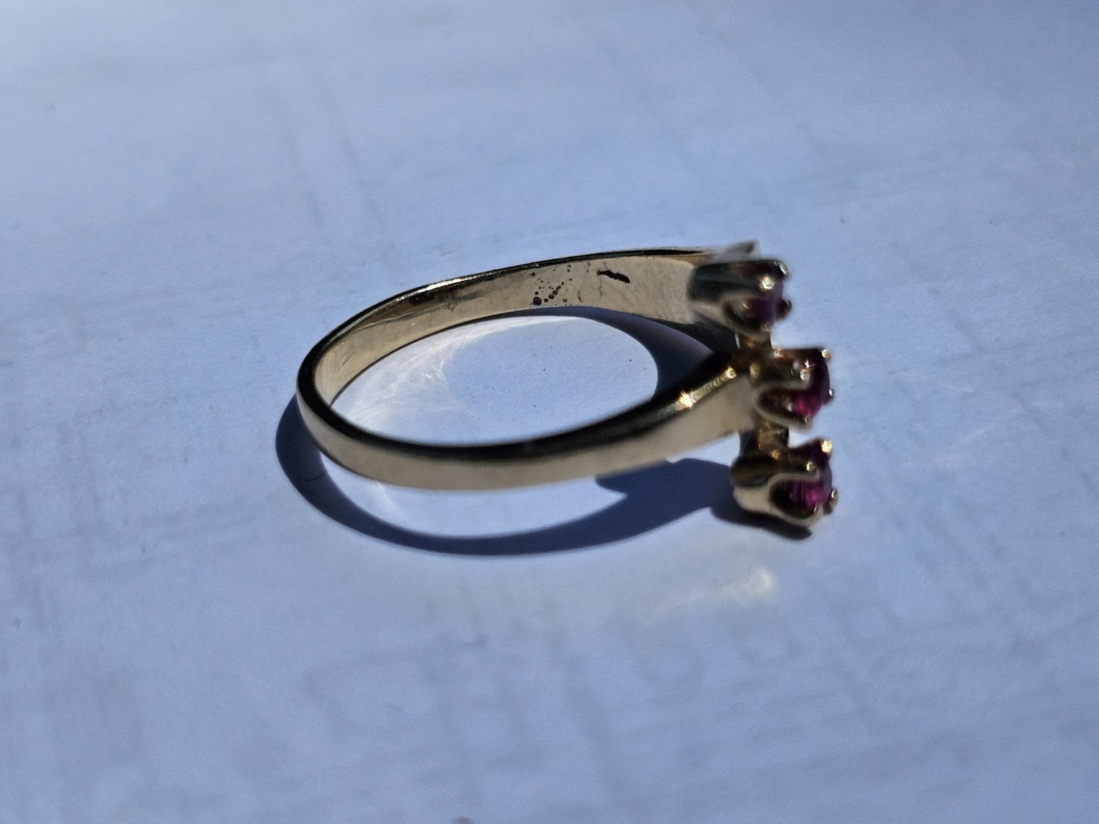 14k Solid Yellow Gold Red Spinel Bypass Gemstone Ring Adjustable 6.25 Size 2.29g