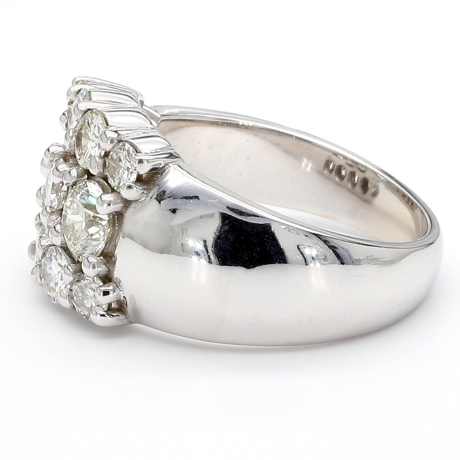 3.75 Carat Pear & Round Diamond 14K White Gold East West Bypass Cluster Ring
