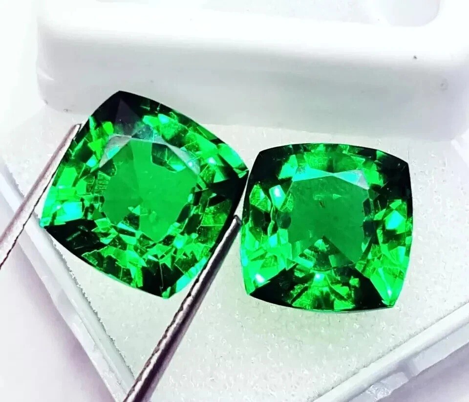 Natural Colombian Emerald Pair 18-20Ct Cushion Cut Loose Gemstone CERTIFIED
