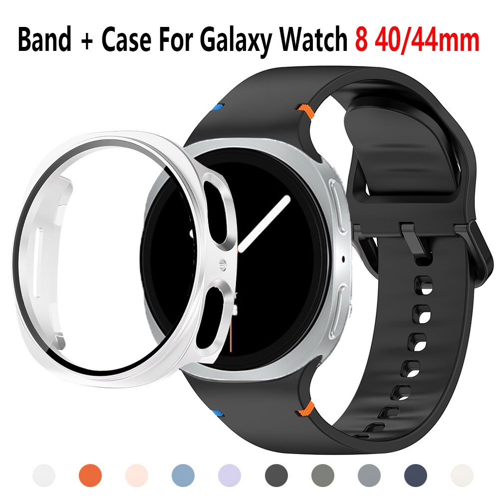 For Samsung Galaxy Watch 8 40/44mm Silicone Watch Band Strap with PC Case Cover
