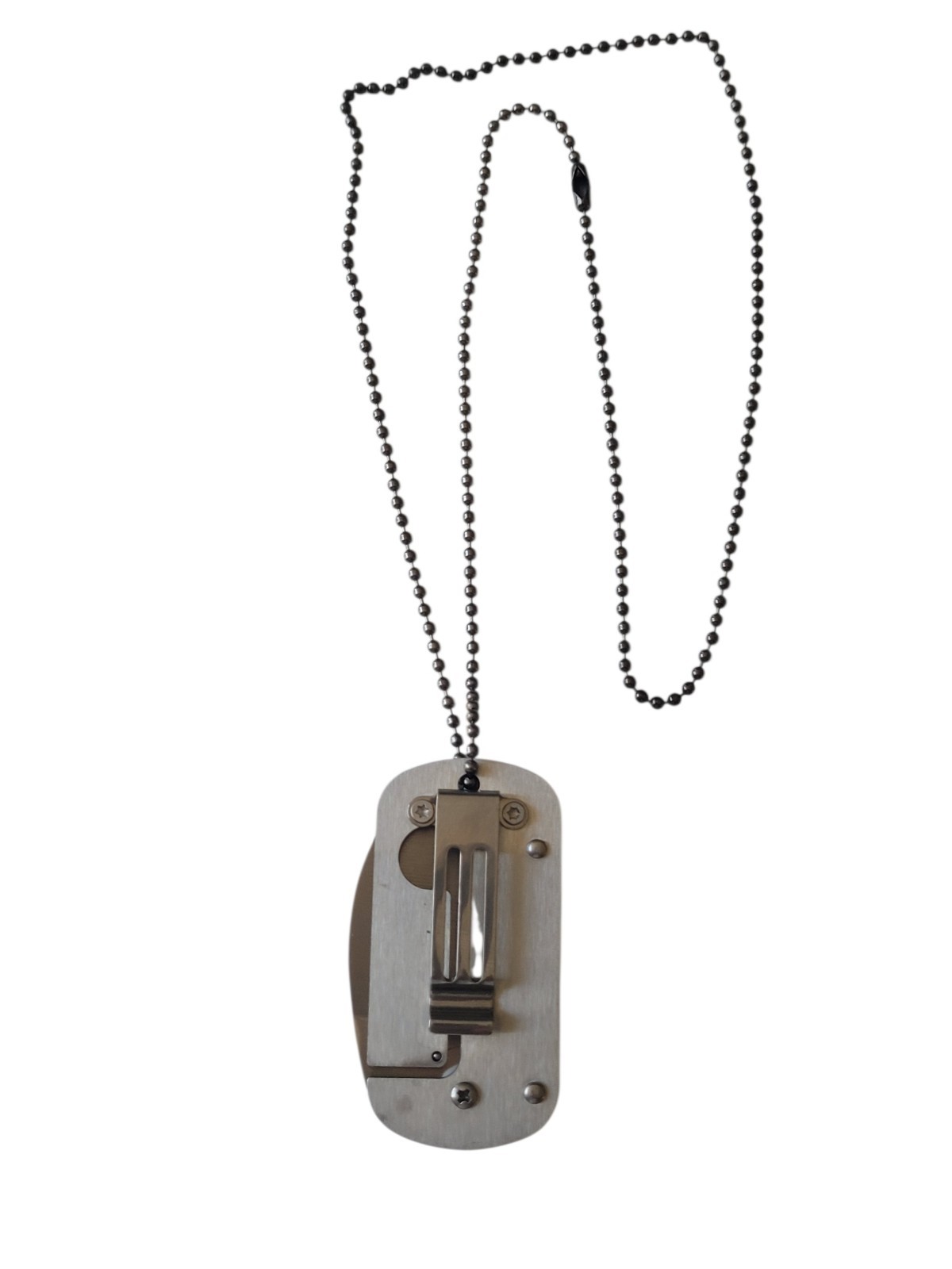 US Flag Eagle Stainless Steel Dog Tag Necklace Money Clip Folding Knife
