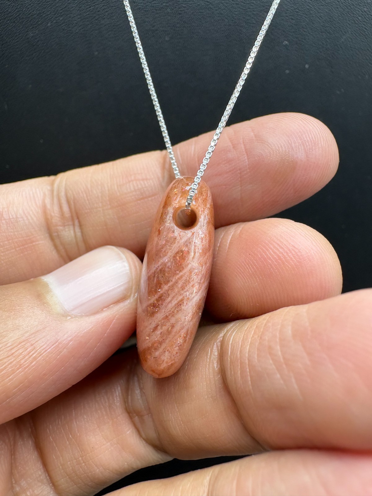 Natural Large Orange Drill Through Sunstone Pendant 44.96 Cts | 28×20.70MM