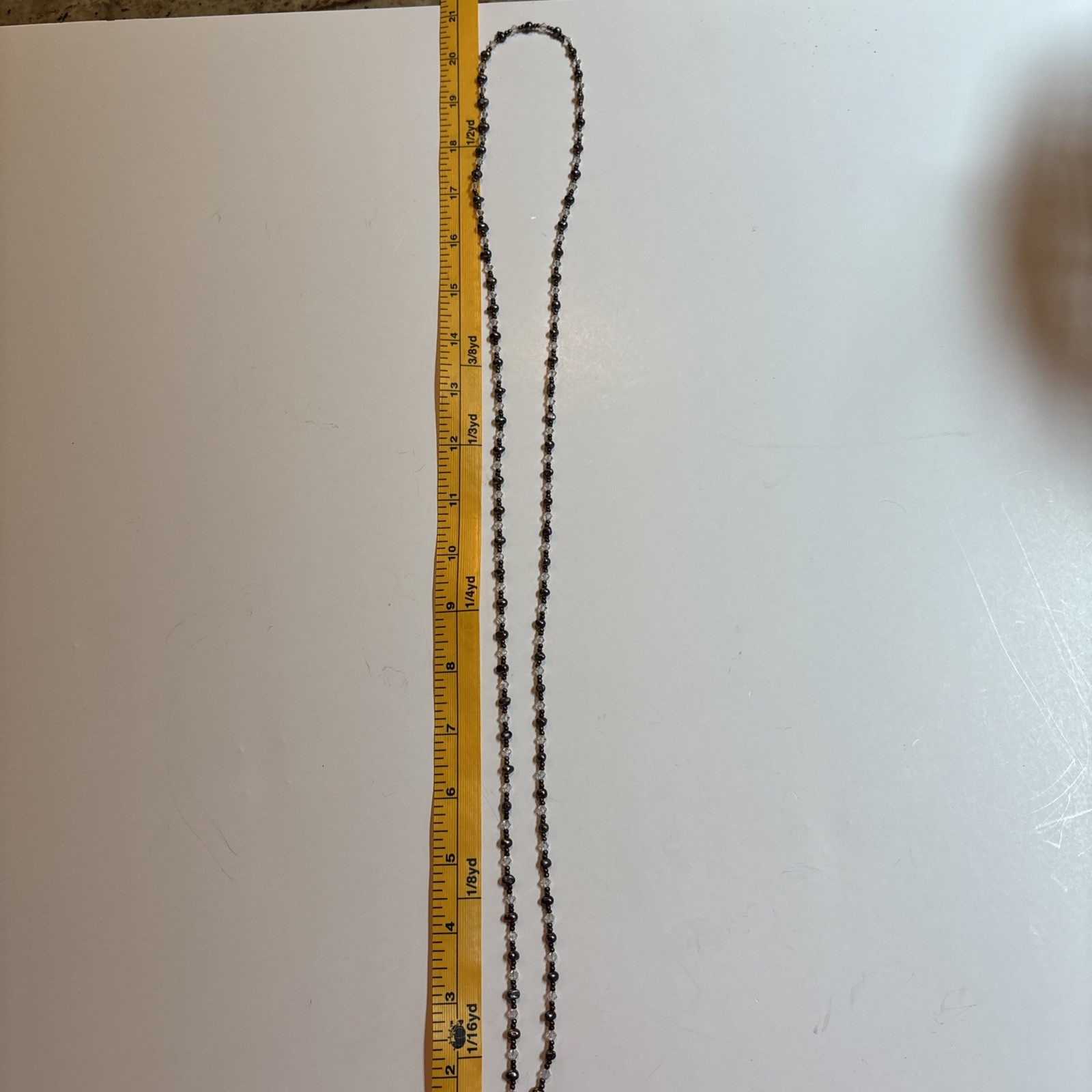 Long Peacock Black Pearl Faceted Crystal Lariat Necklace Open Ended Tie Choker⁠