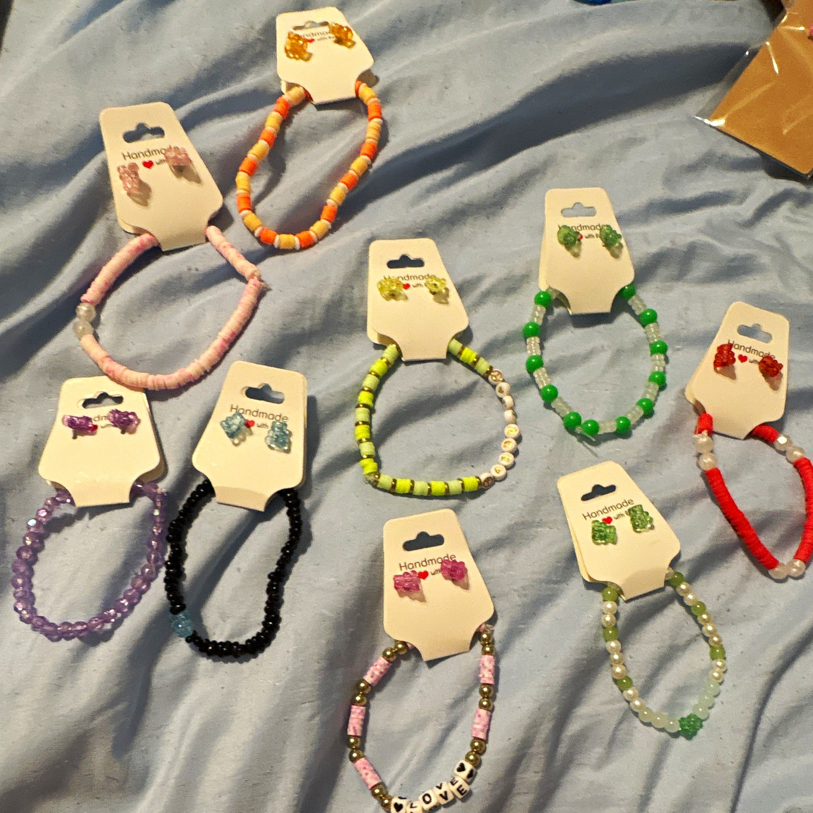 Handmade Beaded Mixed Lot 8pc Multicolor Bracelets & Earrings Unisex Kids