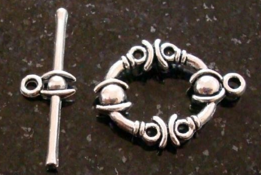Dots toggle jewelry clasp set silver plated zinc necklace or bracelet fpc152