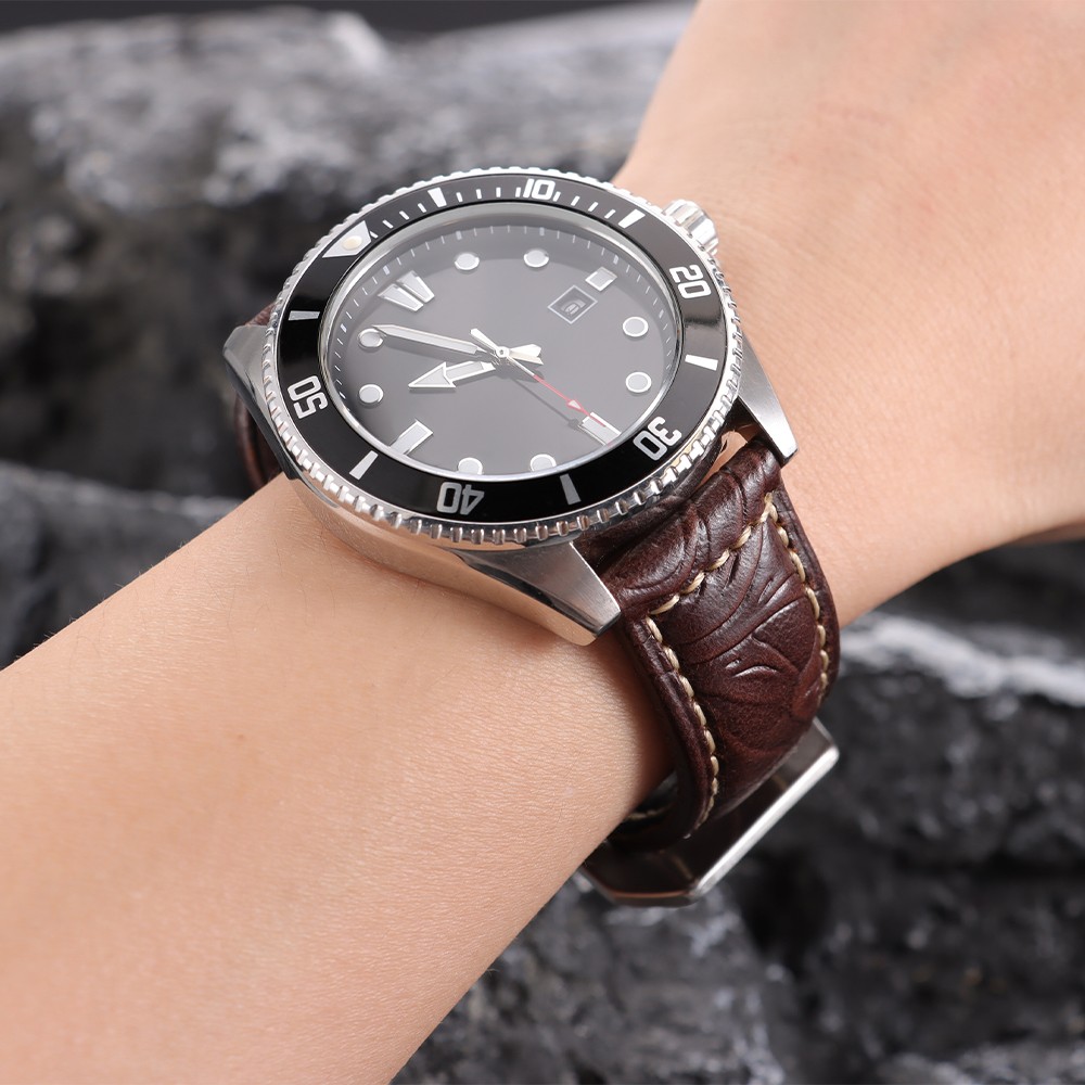 Quick Release Genuine Leather Watch Band 20/22/24/26mm Universal Carved strap