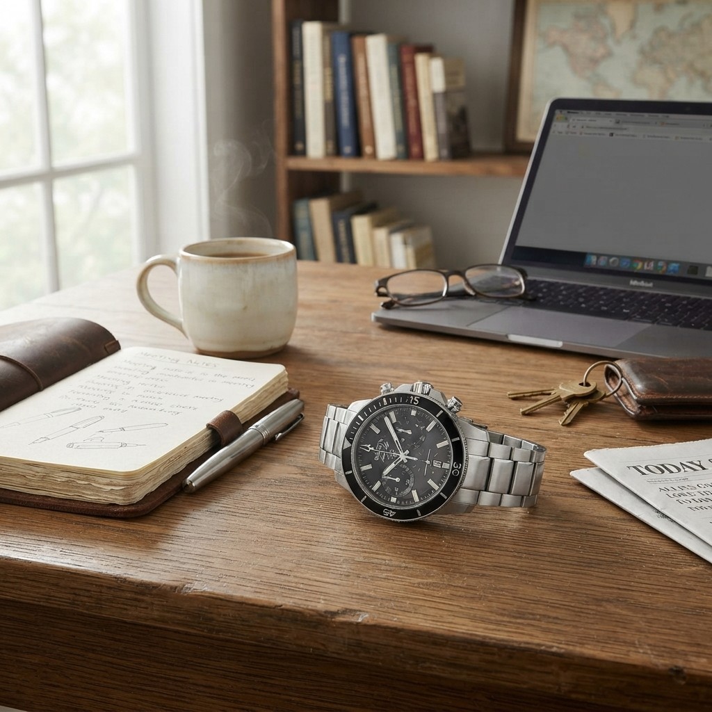 Elegant Men’s Marine Star 6-Hand Chronograph with Black Dial – Nautical Style