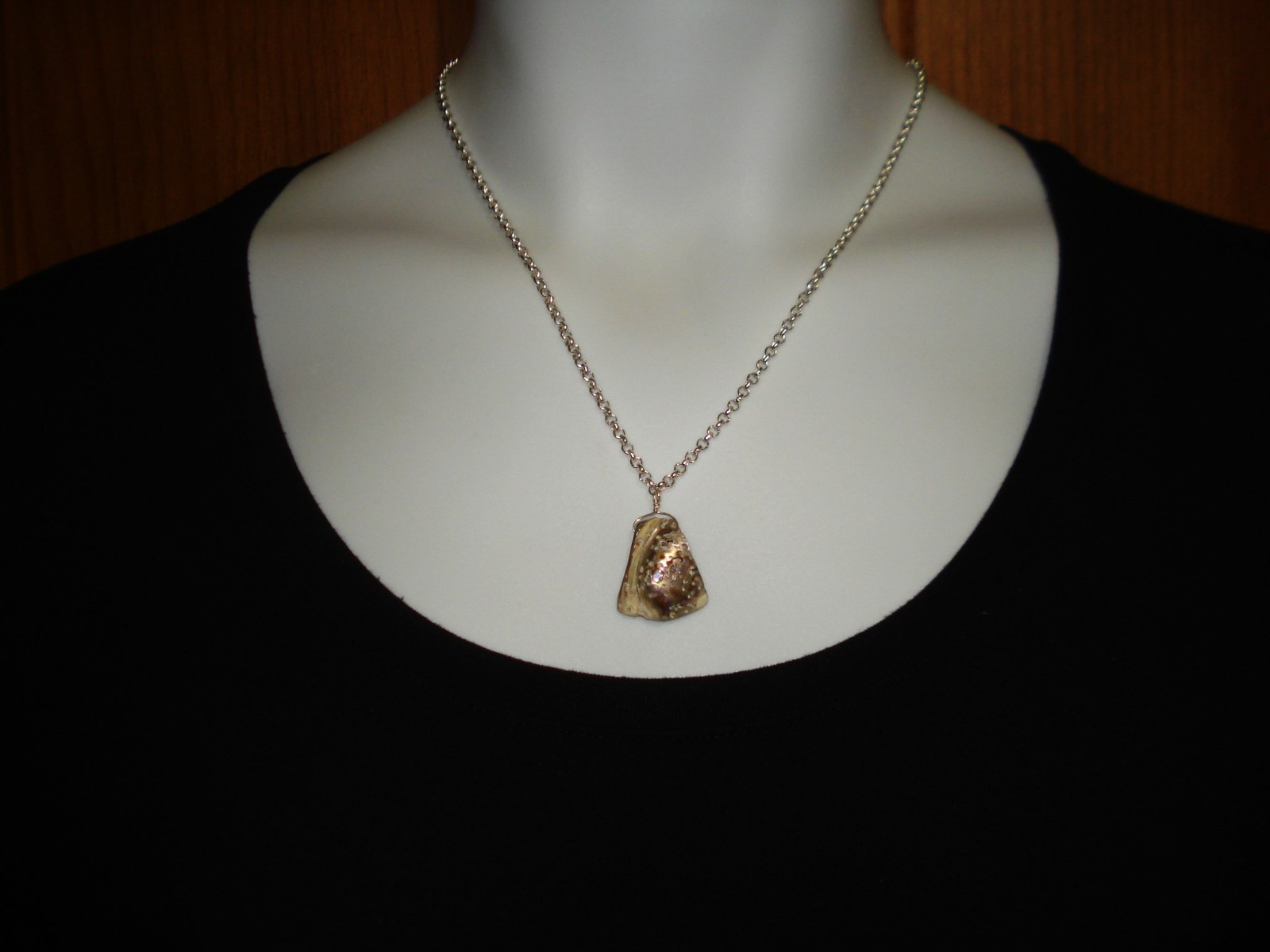 19 1/2″ Outershell Abalone Thick Triangular Pendant Lobster Clasp OOAK Necklace