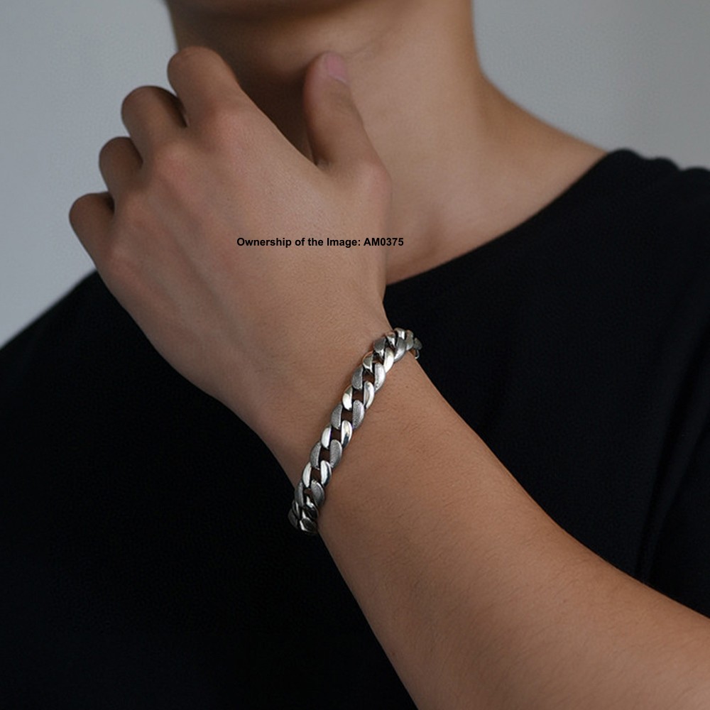 Real S925 Sterling Silver Bracelet 10mm Curb Link Bracelet For Men 7.1-8.7inch