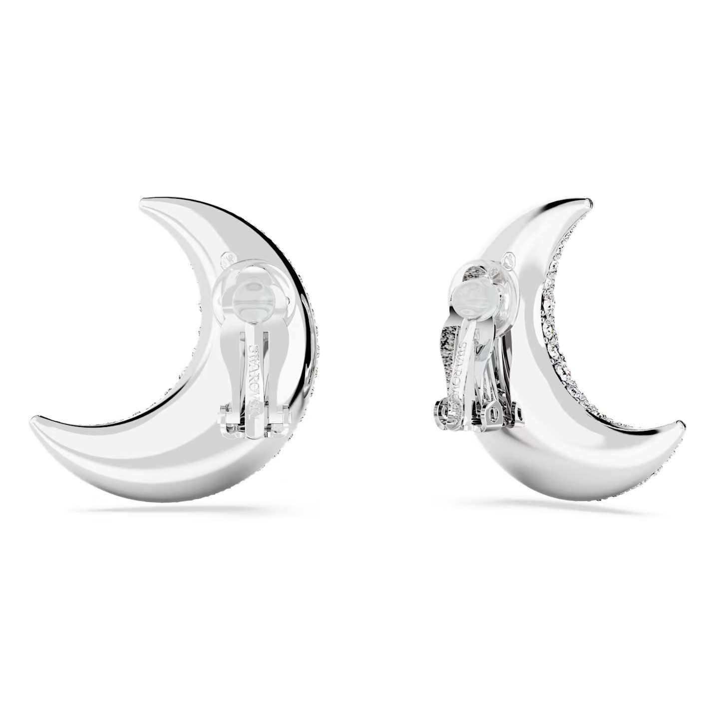 Swarovski Crystal Sublima Clip Earrings, Moon, White, Rhodium Plated 5666158