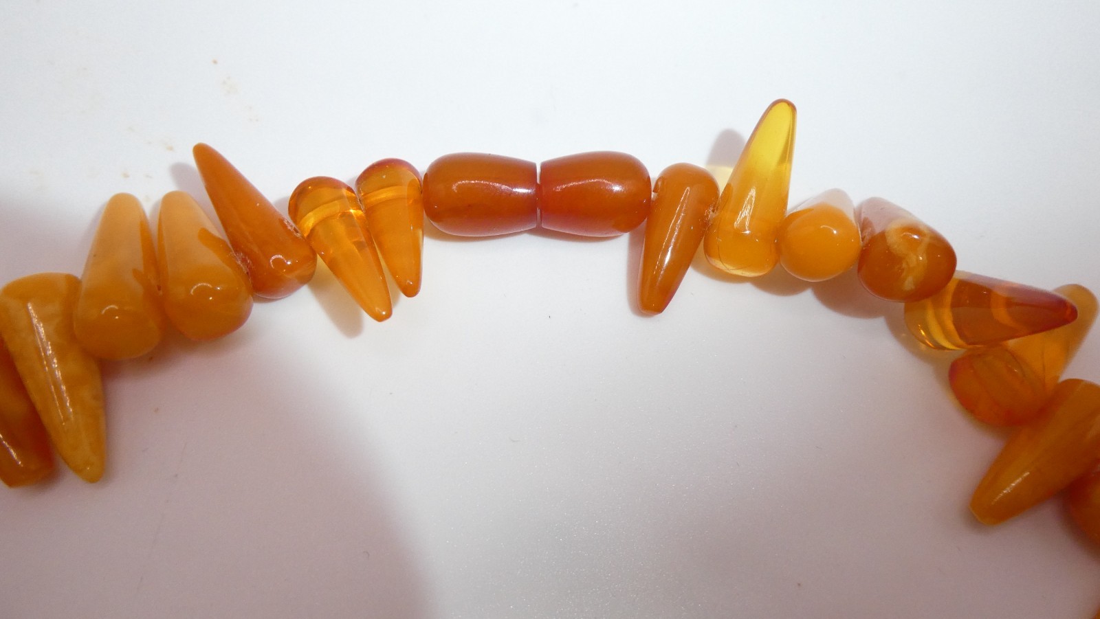 Vintage Baltic Egg Yolk Amber Strand Necklace Cone Spike Beads 20″ 43g