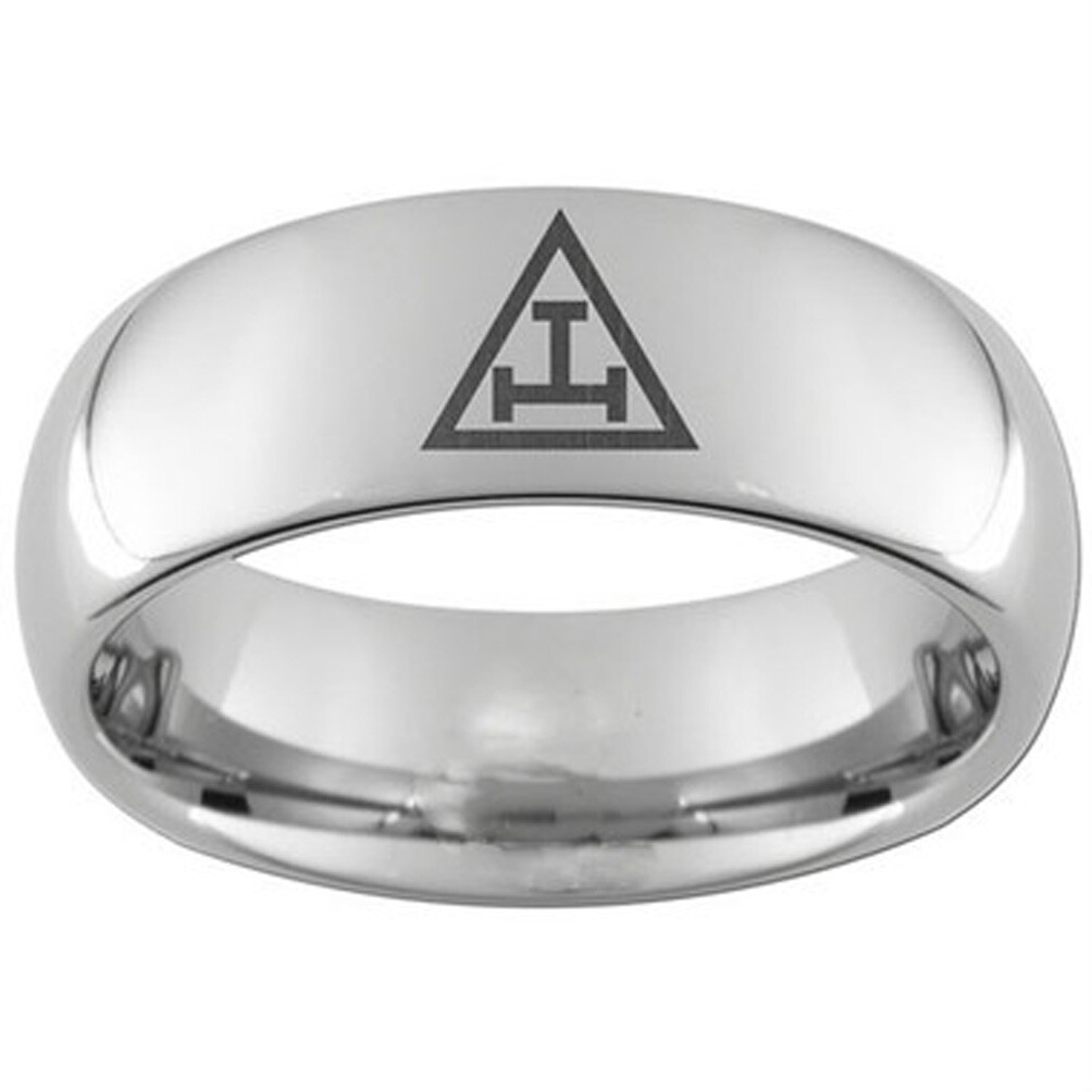 Tungsten Masonic rings ebay. Royal Arch Freemasons Solo Triple Tau Emblem