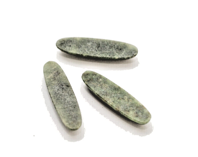 12 Vintage New 30x8mm WYOMING JADE Nephrite Cabochons. Made in Germany.